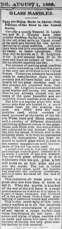 1896-08-01 Akron Beacon Journal (Leighton marbles).jpg