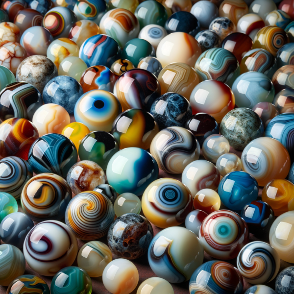 collection of vintage agate bullseye marbles