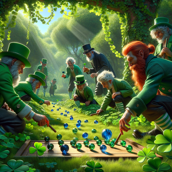 leprechauns playing marbles
